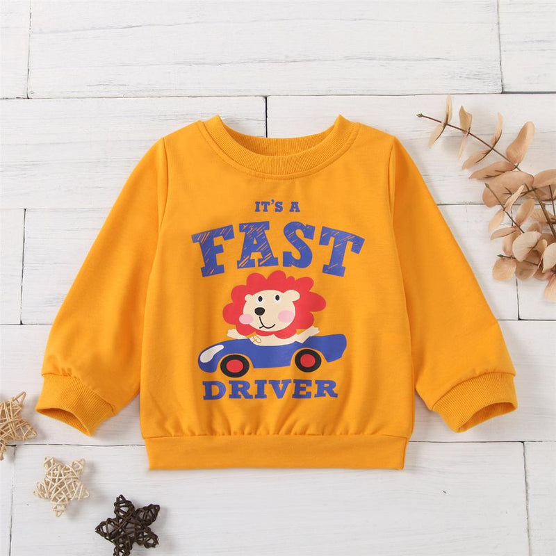 Unisex Fast Driver Printed Long Sleeve T-Shirt Trendy Kids Wholesale Clothing - PrettyKid