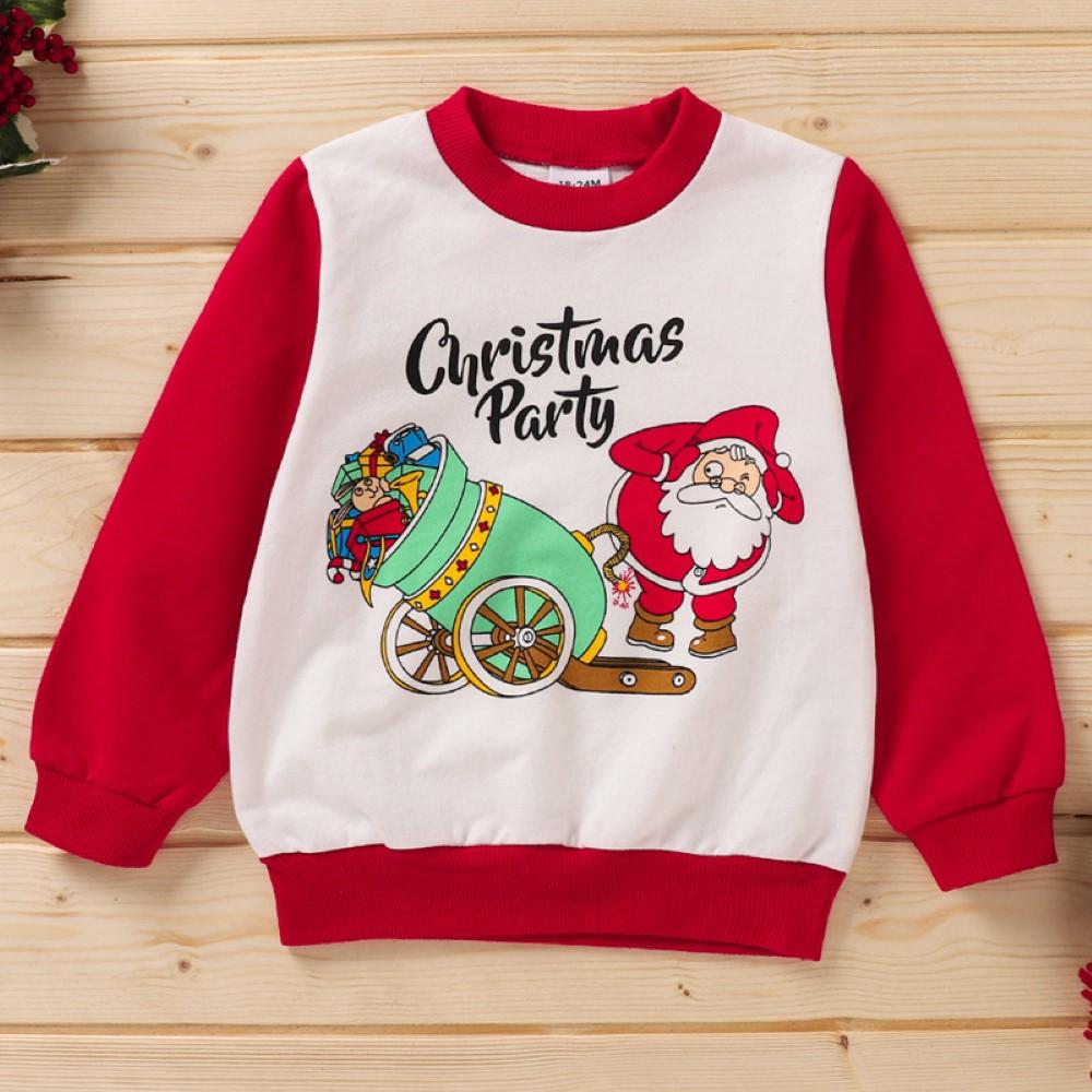 Unisex Kid Christma Party & Santa Claus Pattern Top Boys Wholesale Clothes - PrettyKid