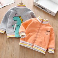 Unisex Kid Dinosaur Pattern Zipper Long Sleeves Boys Boutique Clothing Wholesale - PrettyKid