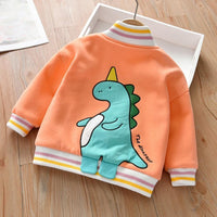 Unisex Kid Dinosaur Pattern Zipper Long Sleeves Boys Boutique Clothing Wholesale - PrettyKid