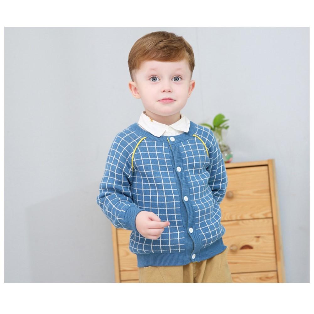 Unisex Kid Lattice Pattern Knitting Outerwear Toddler Boys Cardigans - PrettyKid