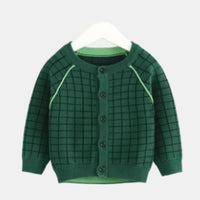 Unisex Kid Lattice Pattern Knitting Outerwear Toddler Boys Cardigans - PrettyKid