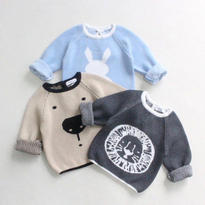 Unisex Kids Cartoon Rabbit & Bear Pattern Sweater Boys Boutique Clothing Wholesale - PrettyKid