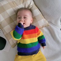 Unisex Kids Rainbow Stripe Long Sleeves Knitting Sweater Boys Wholesale Clothing - PrettyKid