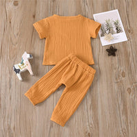 Baby Unisex Solid Color Short Sleeve Top & Pants Babywear Wholesale - PrettyKid