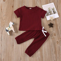 Baby Unisex Solid Color Short Sleeve Top & Pants Babywear Wholesale - PrettyKid