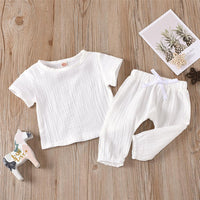 Baby Unisex Solid Color Short Sleeve Top & Pants Babywear Wholesale - PrettyKid