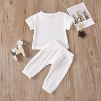 Baby Unisex Solid Color Short Sleeve Top & Pants Babywear Wholesale - PrettyKid