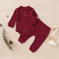 Baby Unisex Solid Long Sleeve Romper & Pants Baby Wholesale Suppliers - PrettyKid