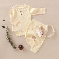 Baby Unisex Solid Long Sleeve Romper & Pants Baby Wholesale Suppliers - PrettyKid