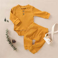 Baby Unisex Solid Long Sleeve Romper & Pants Baby Wholesale Suppliers - PrettyKid