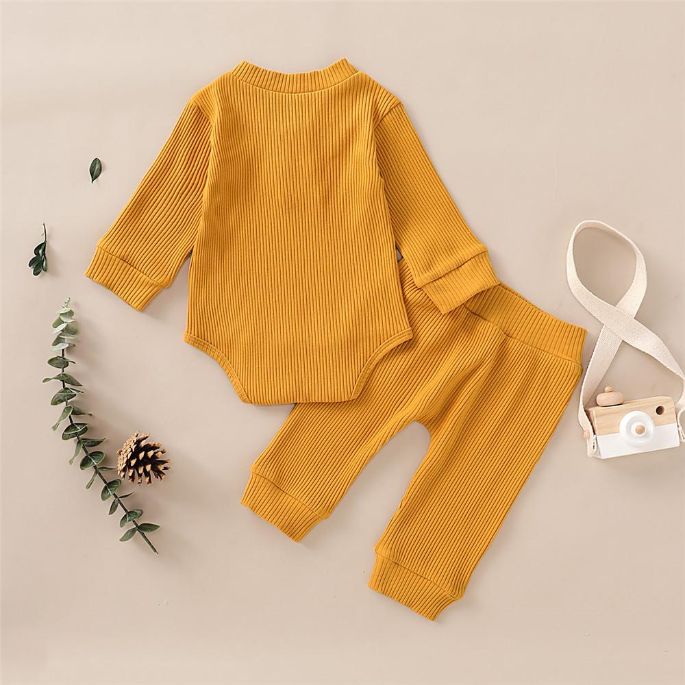 Baby Unisex Solid Long Sleeve Romper & Pants Baby Wholesale Suppliers - PrettyKid