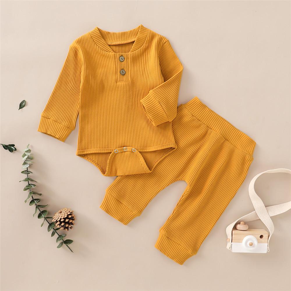 Baby Unisex Solid Long Sleeve Romper & Pants Baby Wholesale Suppliers - PrettyKid