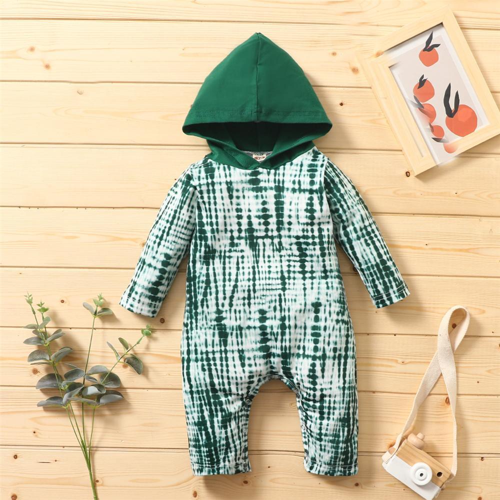 Baby Unisex Tie Dye Long Sleeve Hooded Romper Baby Wholesale Clothing - PrettyKid