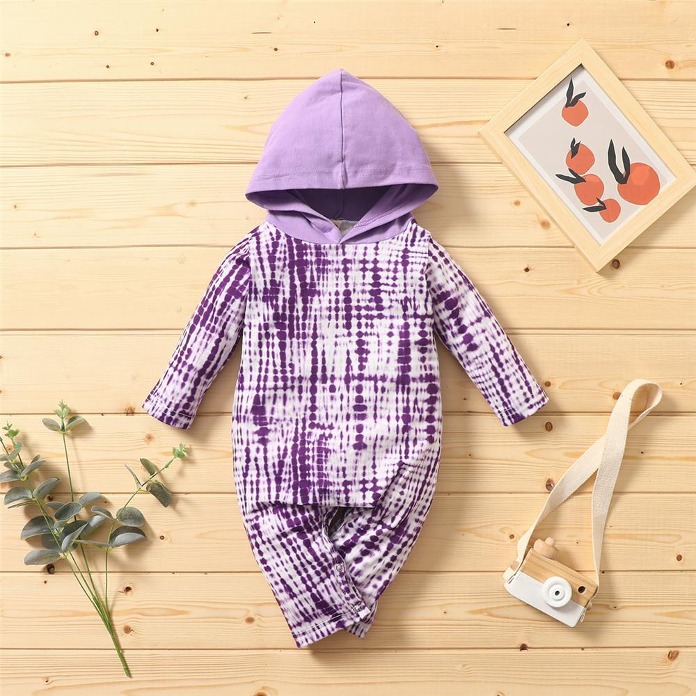 Baby Unisex Tie Dye Long Sleeve Hooded Romper Baby Wholesale Clothing - PrettyKid