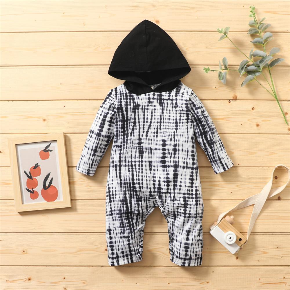 Baby Unisex Tie Dye Long Sleeve Hooded Romper Baby Wholesale Clothing - PrettyKid