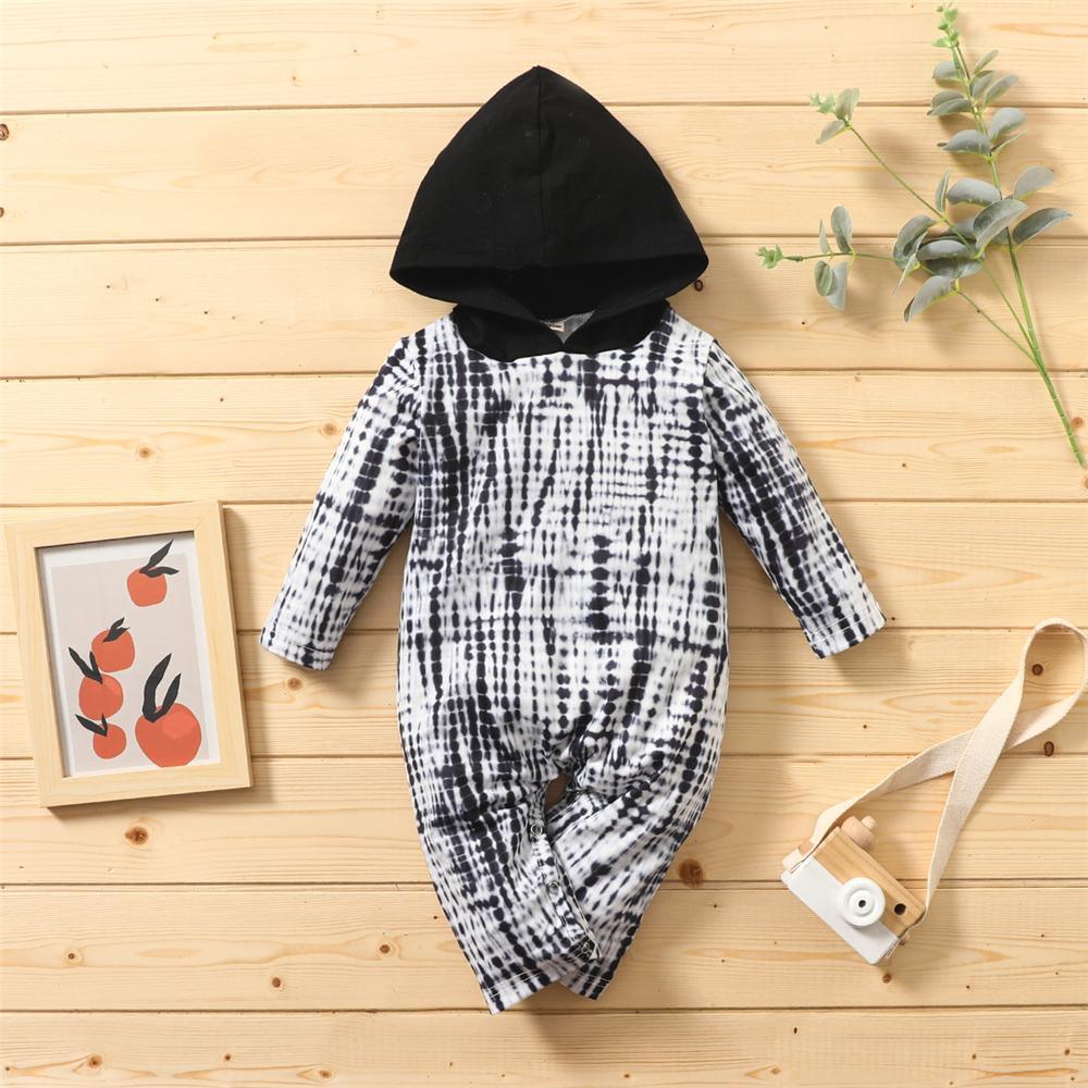 Baby Unisex Tie Dye Long Sleeve Hooded Romper Baby Wholesale Clothing - PrettyKid