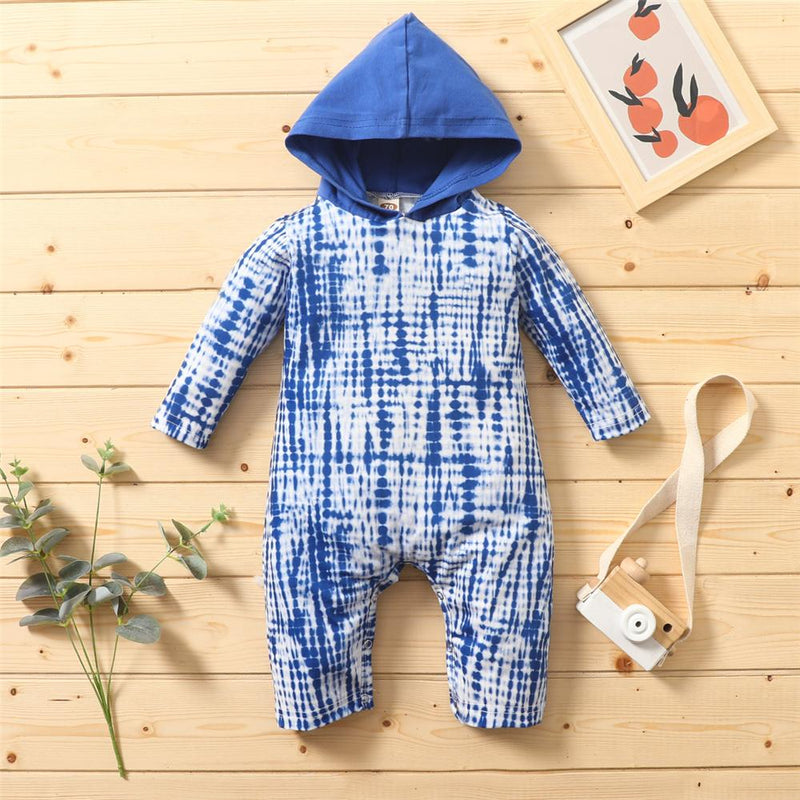 Baby Unisex Tie Dye Long Sleeve Hooded Romper Baby Wholesale Clothing - PrettyKid