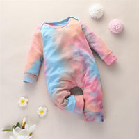 Baby Unisex Tie Dye Long Sleeve Romper - PrettyKid