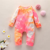 Baby Unisex Tie Dye Long Sleeve Romper - PrettyKid