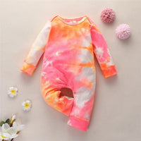 Baby Unisex Tie Dye Long Sleeve Romper - PrettyKid