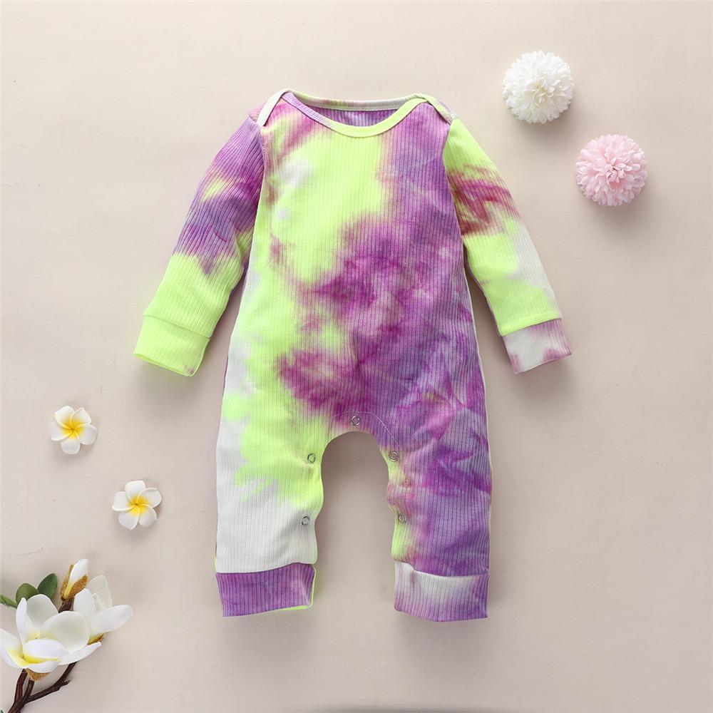 Baby Unisex Tie Dye Long Sleeve Romper - PrettyKid