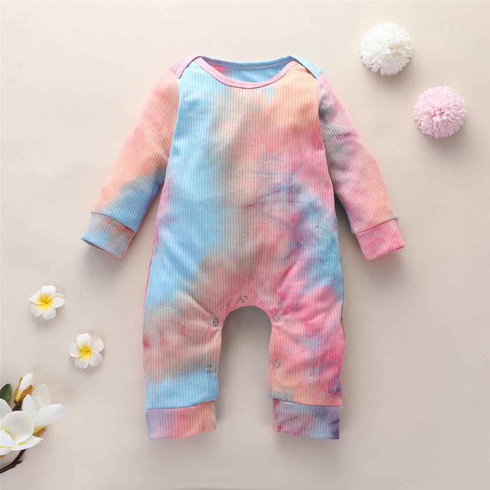 Baby Unisex Tie Dye Long Sleeve Romper - PrettyKid