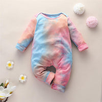 Baby Unisex Tie Dye Long Sleeve Romper - PrettyKid