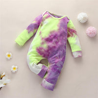 Baby Unisex Tie Dye Long Sleeve Romper - PrettyKid