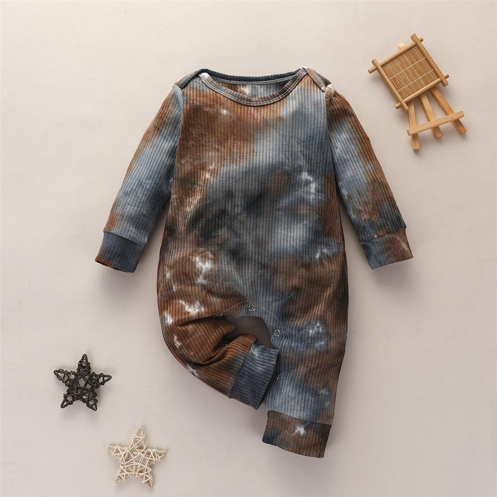 Baby Unisex Tie Dye Long Sleeve Romper - PrettyKid