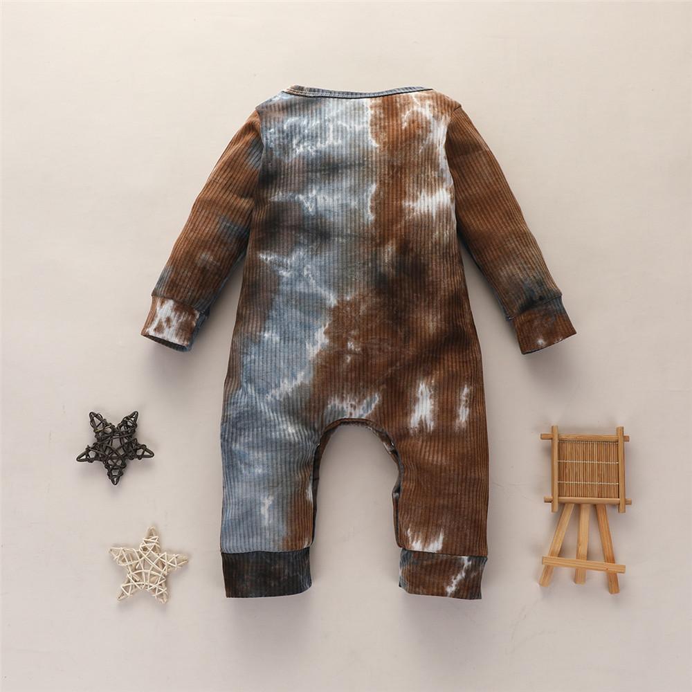 Baby Unisex Tie Dye Long Sleeve Romper - PrettyKid