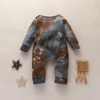 Baby Unisex Tie Dye Long Sleeve Romper - PrettyKid