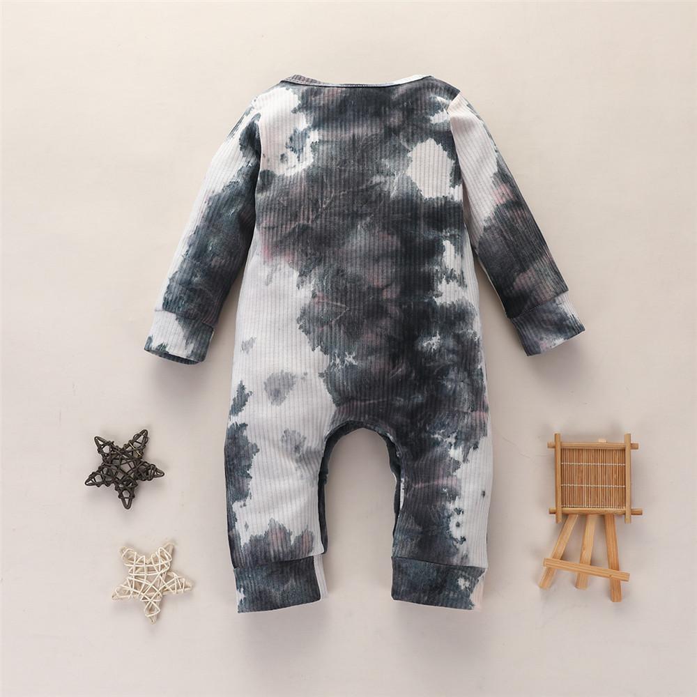 Baby Unisex Tie Dye Long Sleeve Romper - PrettyKid