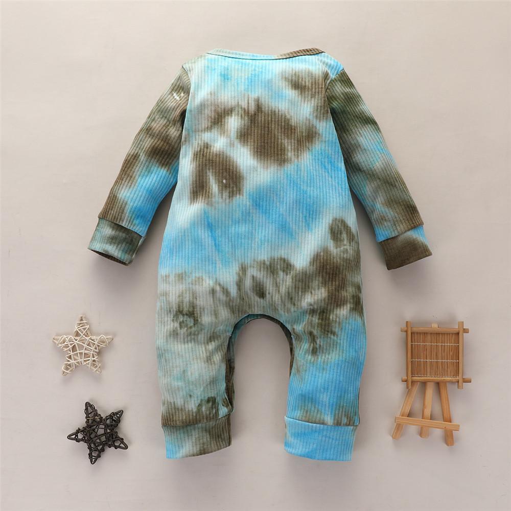 Baby Unisex Tie Dye Long Sleeve Romper - PrettyKid