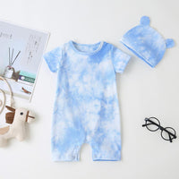 Baby Unisex Tie Dye Short Sleeve Romper & Hat - PrettyKid
