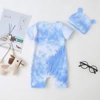 Baby Unisex Tie Dye Short Sleeve Romper & Hat - PrettyKid