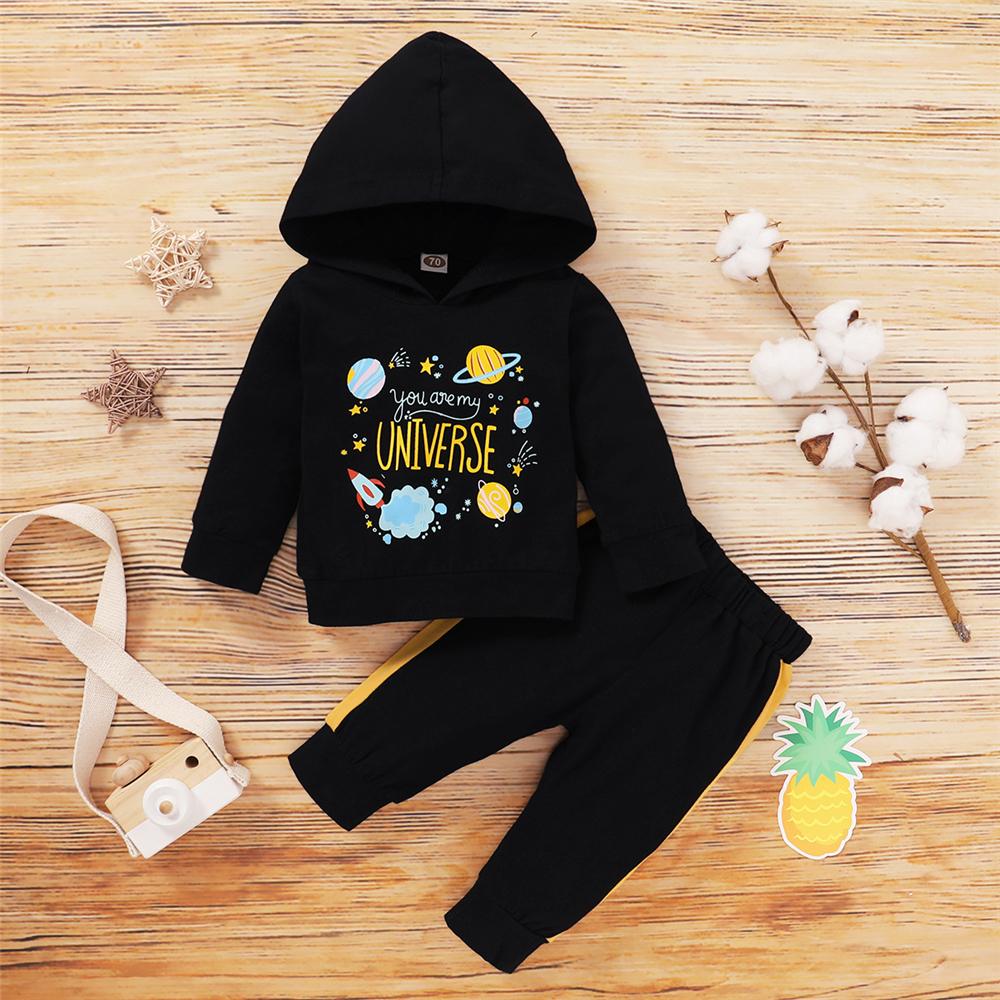 Baby Boys Universe Printed Hooded Top & Pants Bulk Baby Clothing - PrettyKid