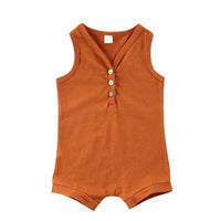 Baby Boys V-Neck Sleeveless Button Romper Baby Summer clothing - PrettyKid