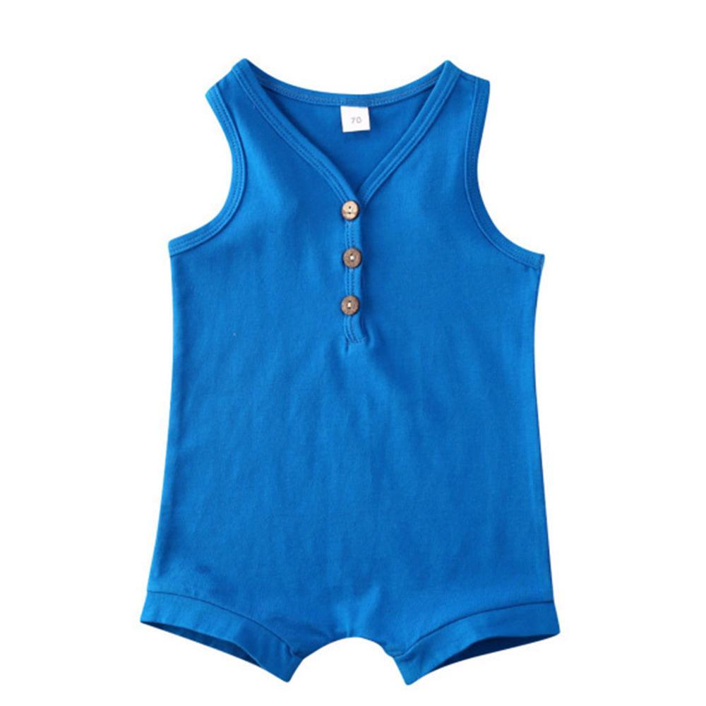 Baby Boys V-Neck Sleeveless Button Romper Baby Summer clothing - PrettyKid