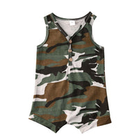 Baby Boys V-Neck Sleeveless Button Romper Baby Summer clothing - PrettyKid