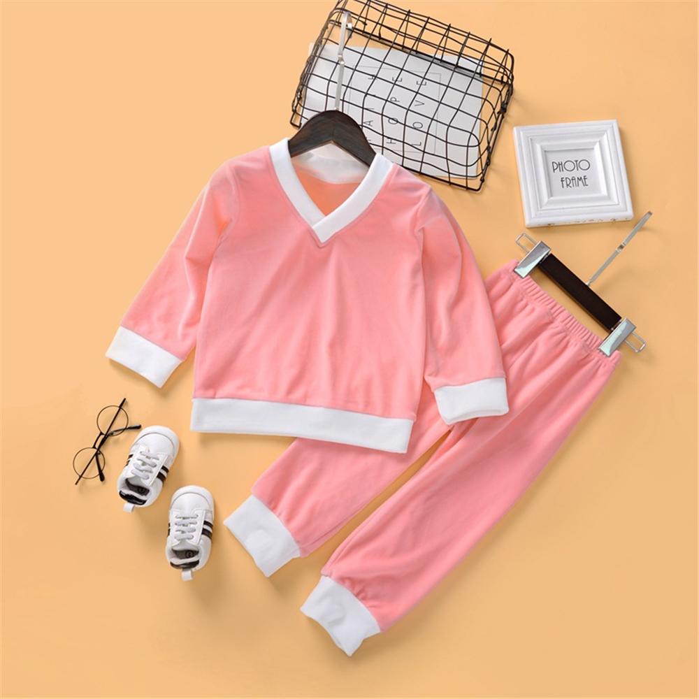 Girls V-neck Long Sleeve Casual Top & Trousers Kids Boutique Wholesale - PrettyKid