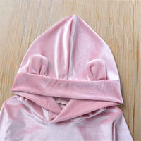 Toddler Girls Velvet Solid Hooded Long Sleeve Top & Pants Girl Wholesale - PrettyKid