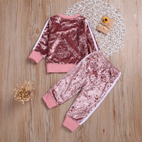 Girls Velvet Solid Long Sleeve Tracksuit Wholesale Kids Clothing Distributors - PrettyKid