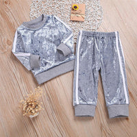 Girls Velvet Solid Long Sleeve Tracksuit Wholesale Kids Clothing Distributors - PrettyKid