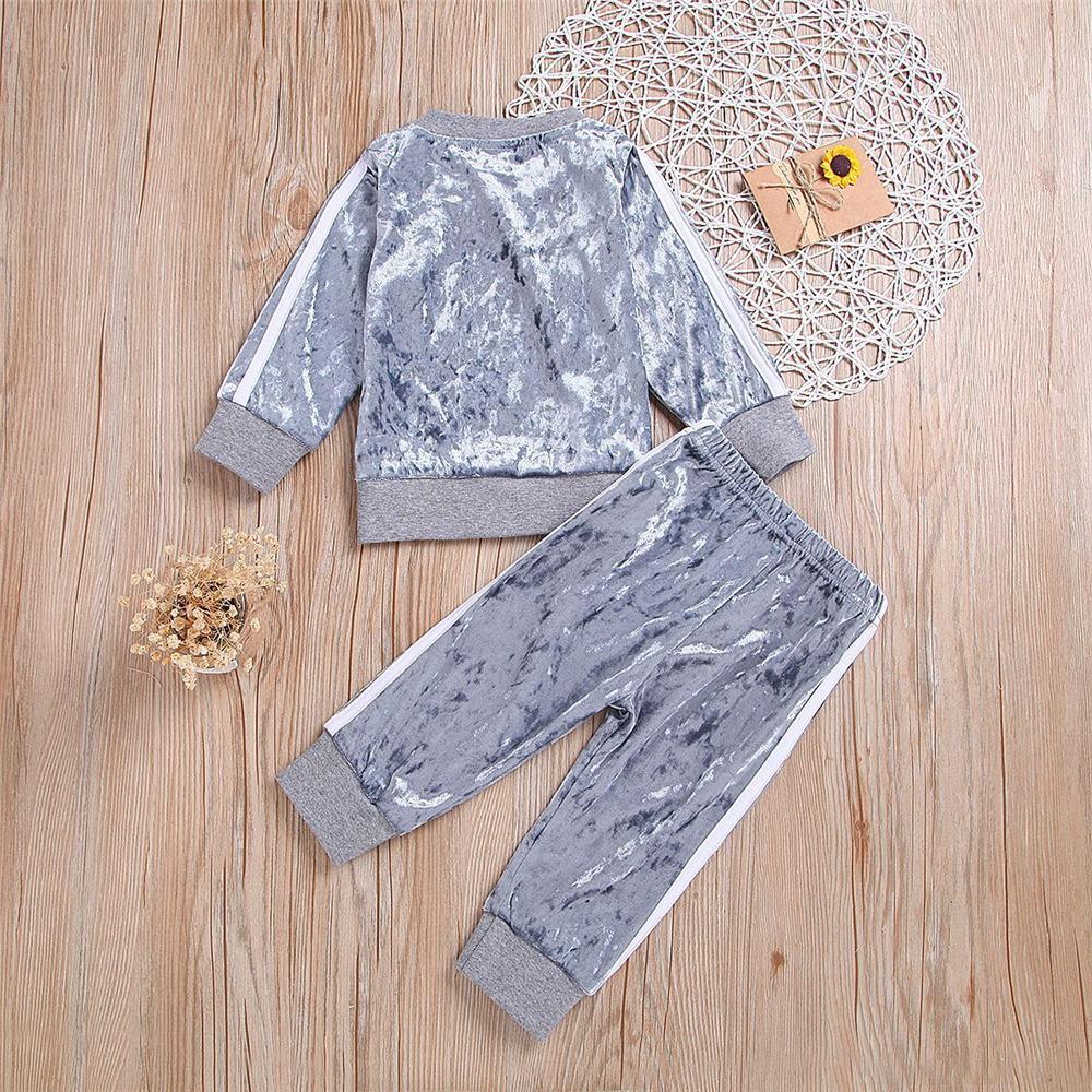 Girls Velvet Solid Long Sleeve Tracksuit Wholesale Kids Clothing Distributors - PrettyKid