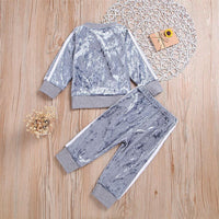 Girls Velvet Solid Long Sleeve Tracksuit Wholesale Kids Clothing Distributors - PrettyKid