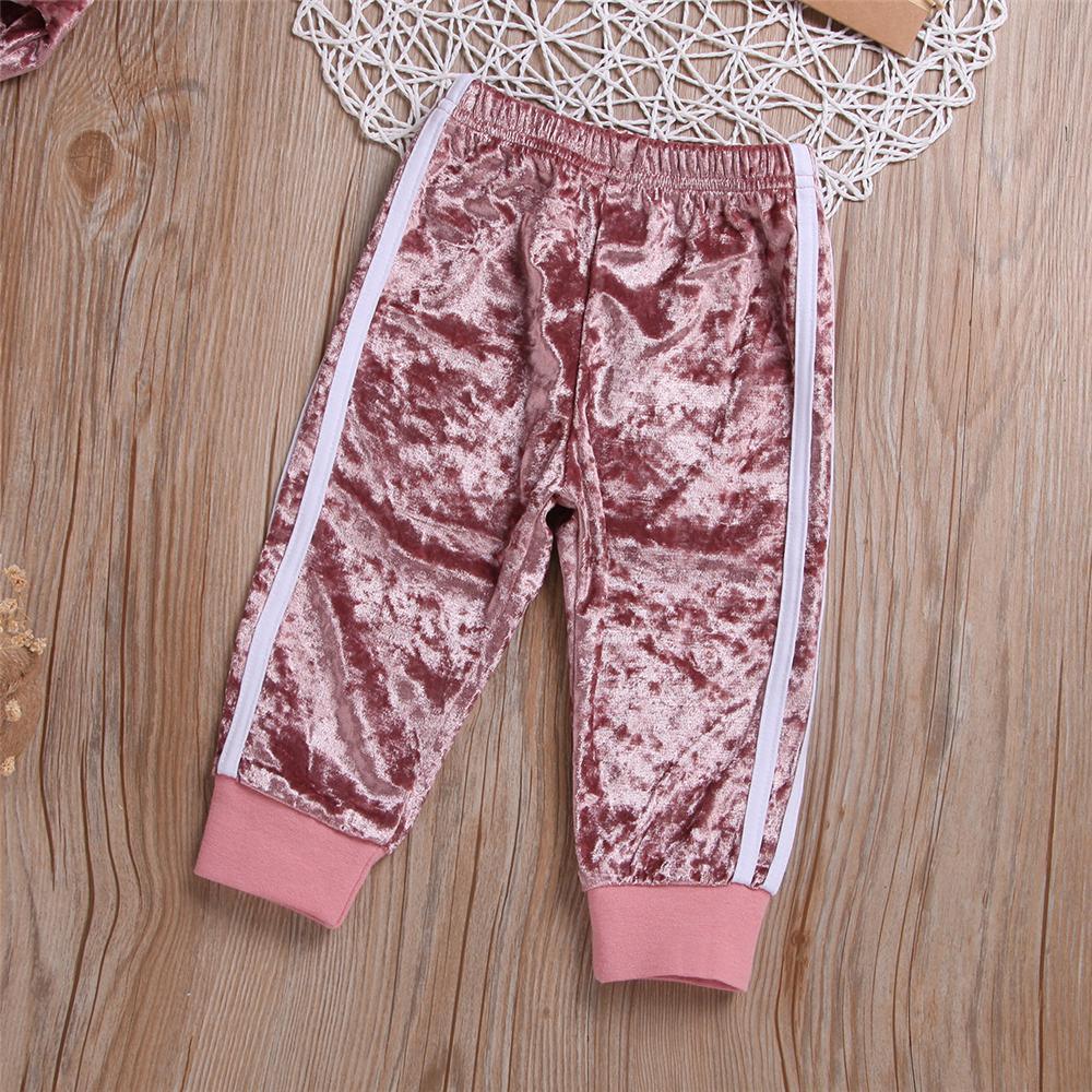 Girls Velvet Solid Long Sleeve Tracksuit Wholesale Kids Clothing Distributors - PrettyKid