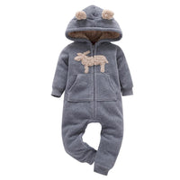 Baby Boys Warm Solid Long Sleeve Zipper Romper - PrettyKid