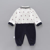 Baby Boys Whale Printed Little Gentleman Rompers - PrettyKid