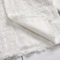 Girls White Button Long Sleeve Jacket & Tassel Shorts - PrettyKid